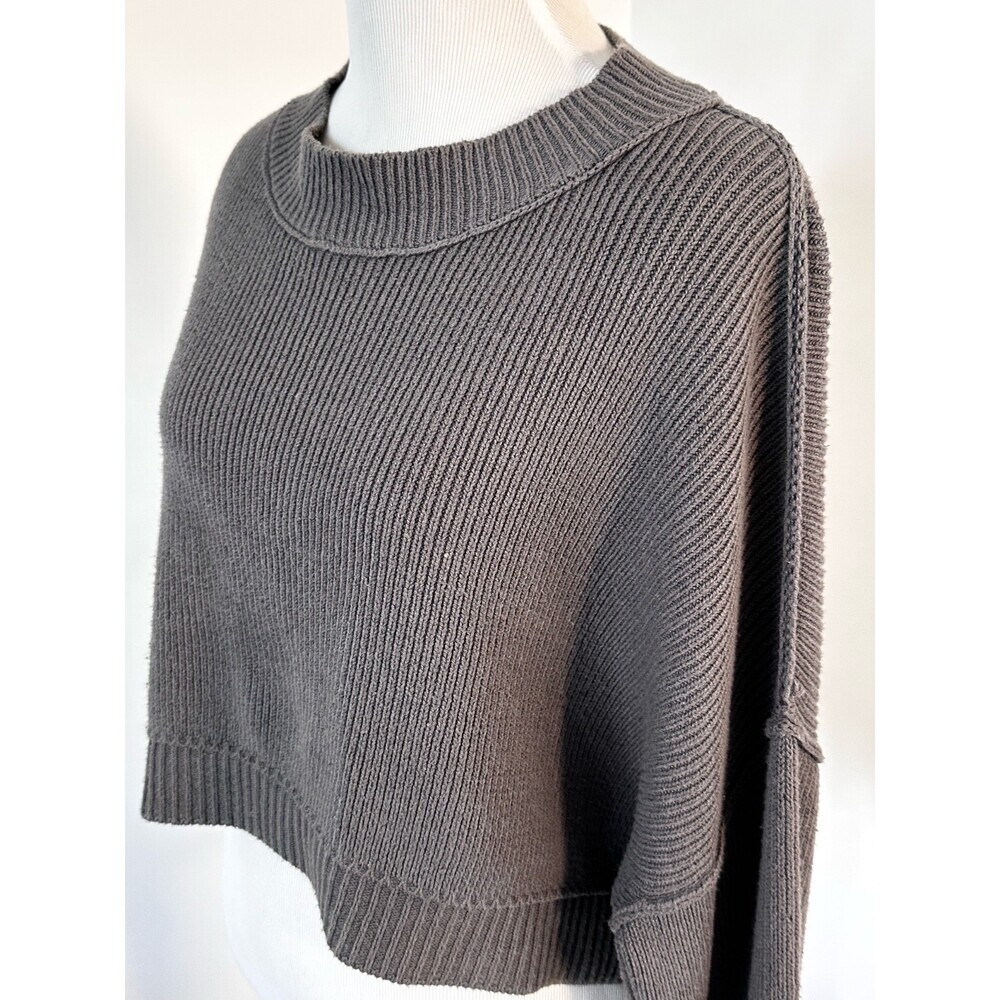 FREE PEOPLE Easy Street Crop Pullover Women's XS Gray Sweater Oversized Slouchy - Picture 6 of 14